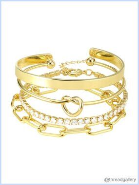 Waterproof Gold Plated Stacking Bracelets Set for Women